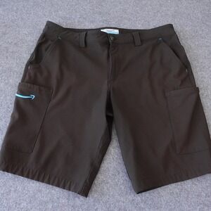 Amazon Luly Yang Mens Cargo Work Shorts Brown Cyan Blue Logo Size L 34-36 1884